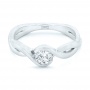  14K Gold Custom Solitaire Diamond Engagement Ring - Flat View -  102800 - Thumbnail