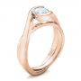 14k Rose Gold 14k Rose Gold Custom Solitaire Diamond Interlocking Engagement Ring - Three-Quarter View -  100623 - Thumbnail