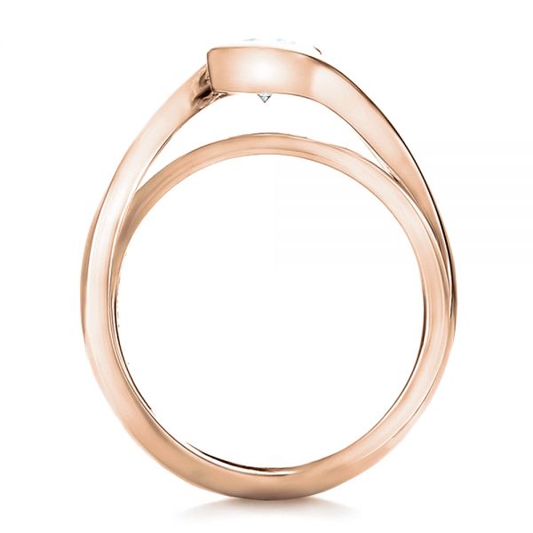 14k Rose Gold 14k Rose Gold Custom Solitaire Diamond Interlocking Engagement Ring - Front View -  100623
