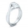 18k White Gold 18k White Gold Custom Solitaire Diamond Interlocking Engagement Ring - Three-Quarter View -  100623 - Thumbnail