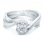  Platinum Custom Solitaire Diamond Interlocking Engagement Ring - Flat View -  100623 - Thumbnail
