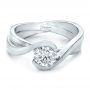 14k White Gold 14k White Gold Custom Solitaire Diamond Interlocking Engagement Ring - Flat View -  100623 - Thumbnail