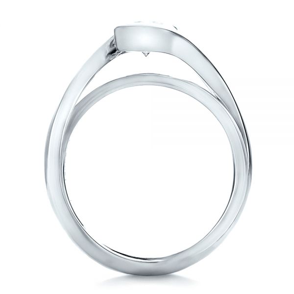  Platinum Custom Solitaire Diamond Interlocking Engagement Ring - Front View -  100623
