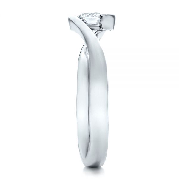  Platinum Custom Solitaire Diamond Interlocking Engagement Ring - Side View -  100623
