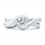  Platinum Custom Solitaire Diamond Interlocking Engagement Ring - Top View -  100623 - Thumbnail