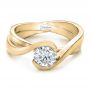 18k Yellow Gold 18k Yellow Gold Custom Solitaire Diamond Interlocking Engagement Ring - Flat View -  100623 - Thumbnail