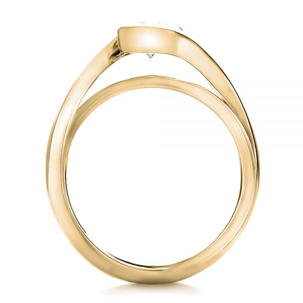 14k Yellow Gold 14k Yellow Gold Custom Solitaire Diamond Interlocking Engagement Ring - Front View -  100623