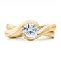 18k Yellow Gold 18k Yellow Gold Custom Solitaire Diamond Interlocking Engagement Ring - Top View -  100623 - Thumbnail