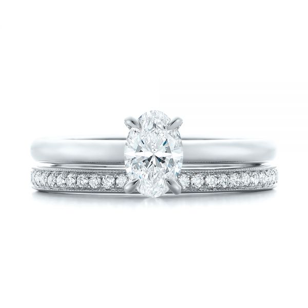 18k White Gold 18k White Gold Custom Solitaire Diamond Engagement Ring - Three-Quarter View -  102235
