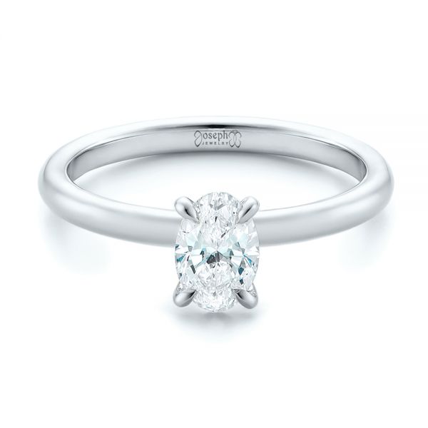 18k White Gold 18k White Gold Custom Solitaire Diamond Engagement Ring - Flat View -  102235