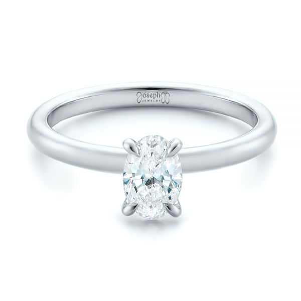 14k White Gold 14k White Gold Custom Solitaire Diamond Engagement Ring - Flat View -  102235