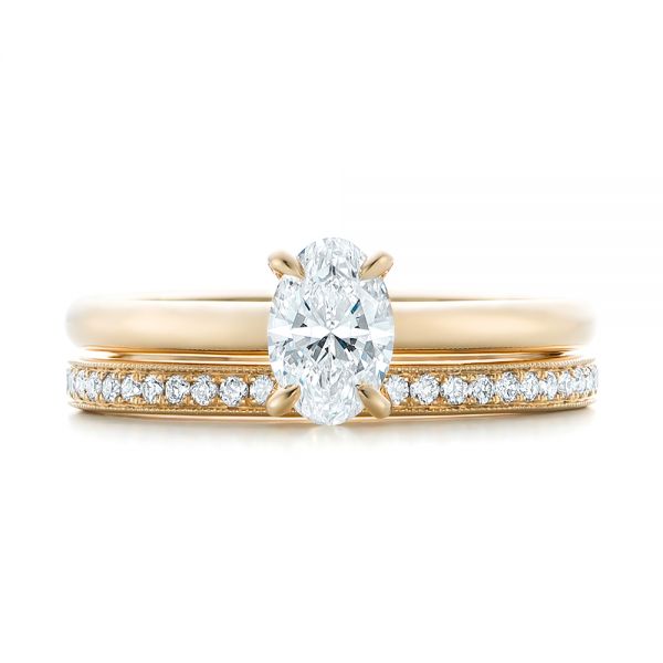 14k Yellow Gold Custom Solitaire Diamond Engagement Ring - Three-Quarter View -  102235