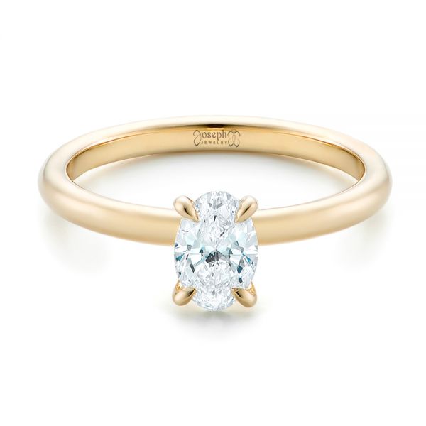 14k Yellow Gold Custom Solitaire Diamond Engagement Ring - Flat View -  102235