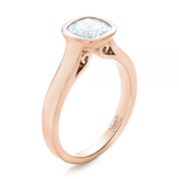 18k Rose Gold 18k Rose Gold Custom Solitaire Engagement Ring - Three-Quarter View -  102154