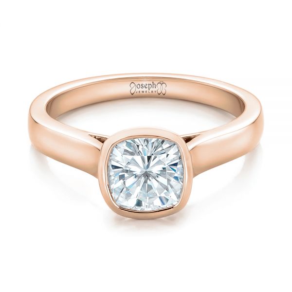 18k Rose Gold 18k Rose Gold Custom Solitaire Engagement Ring - Flat View -  102154