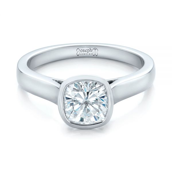 18k White Gold 18k White Gold Custom Solitaire Engagement Ring - Flat View -  102154