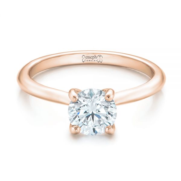 18k Rose Gold 18k Rose Gold Custom Solitaire Engagement Ring With Tapered Shank - Flat View - 102005