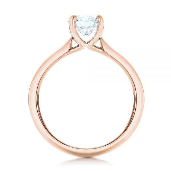 18k Rose Gold 18k Rose Gold Custom Solitaire Engagement Ring With Tapered Shank - Front View - 102005