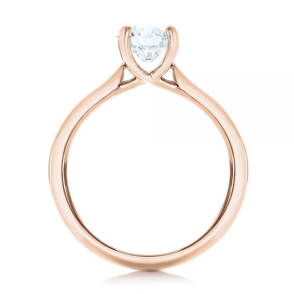 18k Rose Gold 18k Rose Gold Custom Solitaire Engagement Ring With Tapered Shank - Front View -  102005