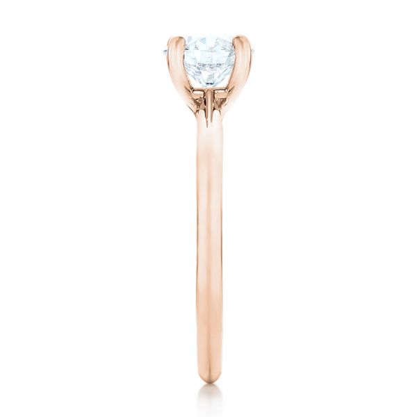 14k Rose Gold 14k Rose Gold Custom Solitaire Engagement Ring With Tapered Shank - Side View -  102005