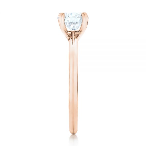 18k Rose Gold 18k Rose Gold Custom Solitaire Engagement Ring With Tapered Shank - Side View - 102005