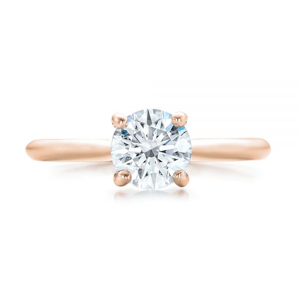 18k Rose Gold 18k Rose Gold Custom Solitaire Engagement Ring With Tapered Shank - Top View - 102005