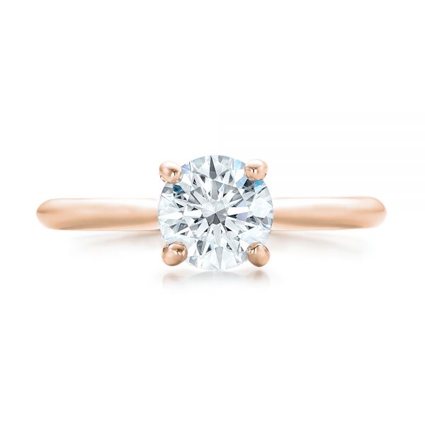 14k Rose Gold 14k Rose Gold Custom Solitaire Engagement Ring With Tapered Shank - Top View -  102005