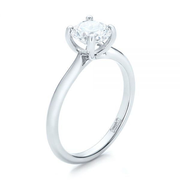  Platinum Custom Solitaire Engagement Ring With Tapered Shank - Three-Quarter View -  102005