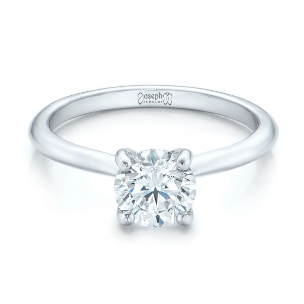  Platinum Custom Solitaire Engagement Ring With Tapered Shank - Flat View -  102005