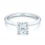 14k White Gold 14k White Gold Custom Solitaire Engagement Ring With Tapered Shank - Flat View -  102005 - Thumbnail