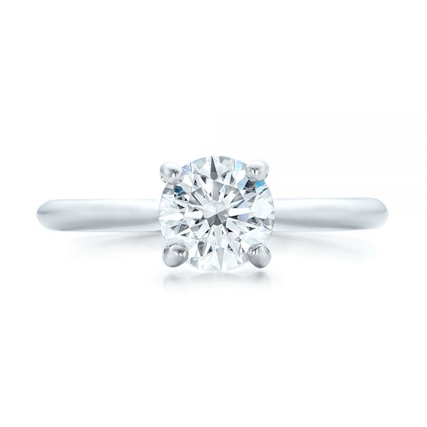 18k White Gold 18k White Gold Custom Solitaire Engagement Ring With Tapered Shank - Top View -  102005