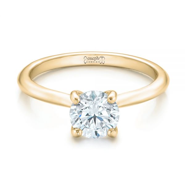 14k Yellow Gold 14k Yellow Gold Custom Solitaire Engagement Ring With Tapered Shank - Flat View -  102005