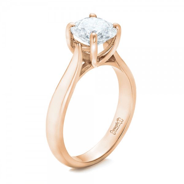 14k Rose Gold 14k Rose Gold Custom Solitaire Engagment Ring - Three-Quarter View -  100685