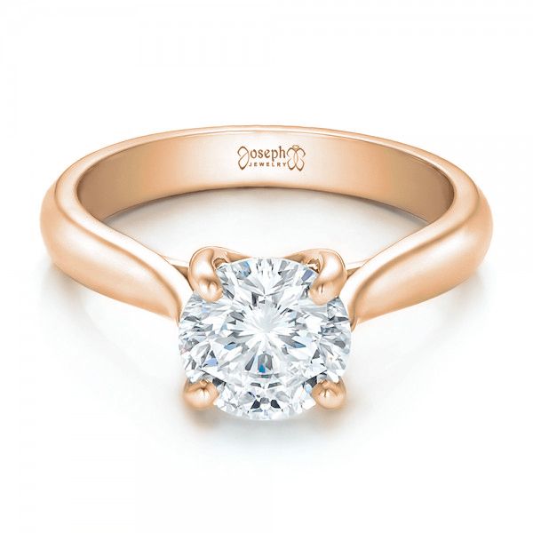 14k Rose Gold 14k Rose Gold Custom Solitaire Engagment Ring - Flat View -  100685
