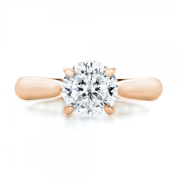 18k Rose Gold 18k Rose Gold Custom Solitaire Engagment Ring - Top View -  100685
