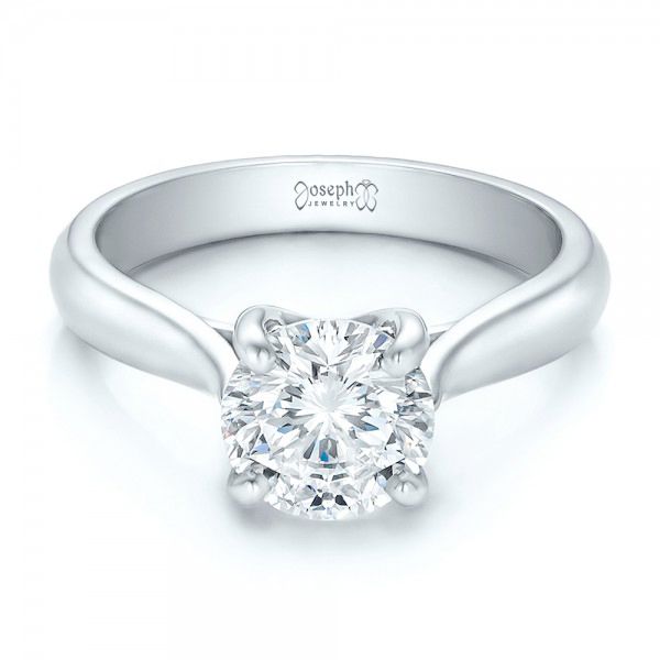  Platinum Custom Solitaire Engagment Ring - Flat View -  100685