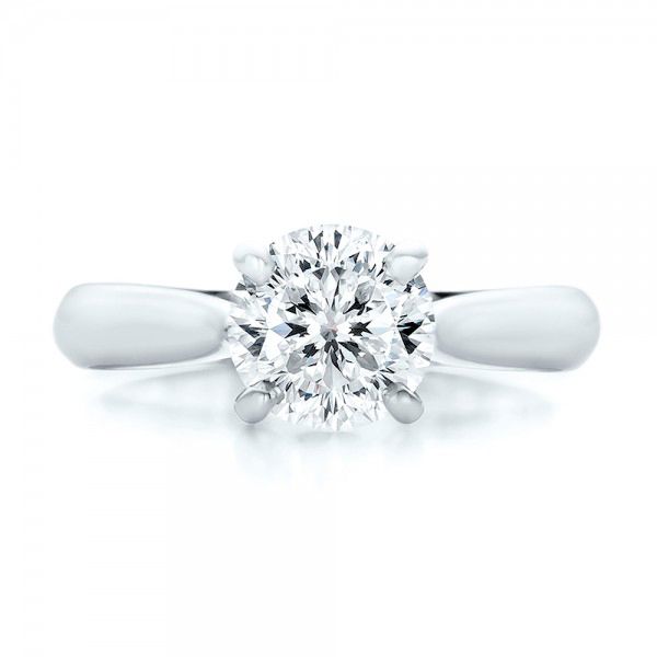 Platinum Custom Solitaire Engagment Ring - Top View - 100685