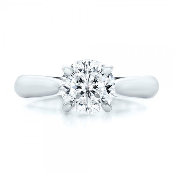 18k White Gold 18k White Gold Custom Solitaire Engagment Ring - Top View -  100685