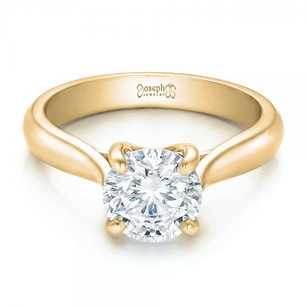 18k Yellow Gold 18k Yellow Gold Custom Solitaire Engagment Ring - Flat View -  100685