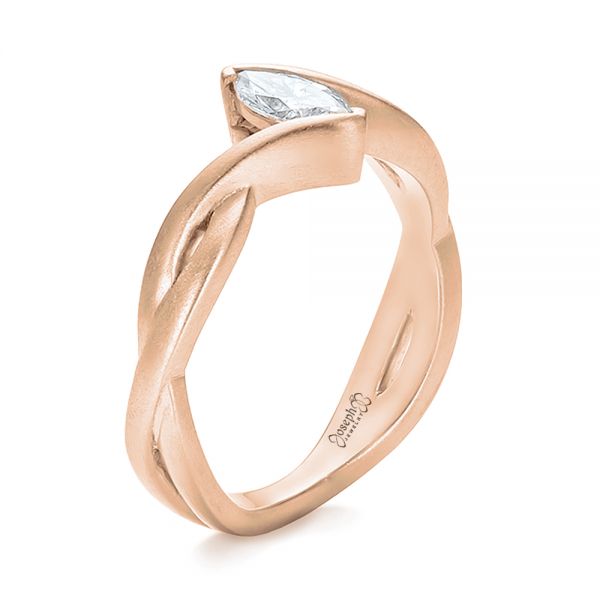 14k Rose Gold 14k Rose Gold Custom Solitaire Marquise Diamond Engagement Ring - Three-Quarter View - 100642