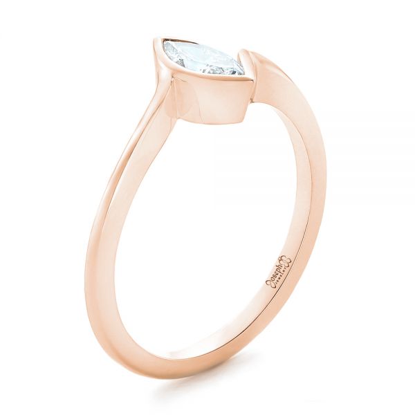 14k Rose Gold 14k Rose Gold Custom Solitaire Marquise Diamond Engagement Ring - Three-Quarter View -  102906