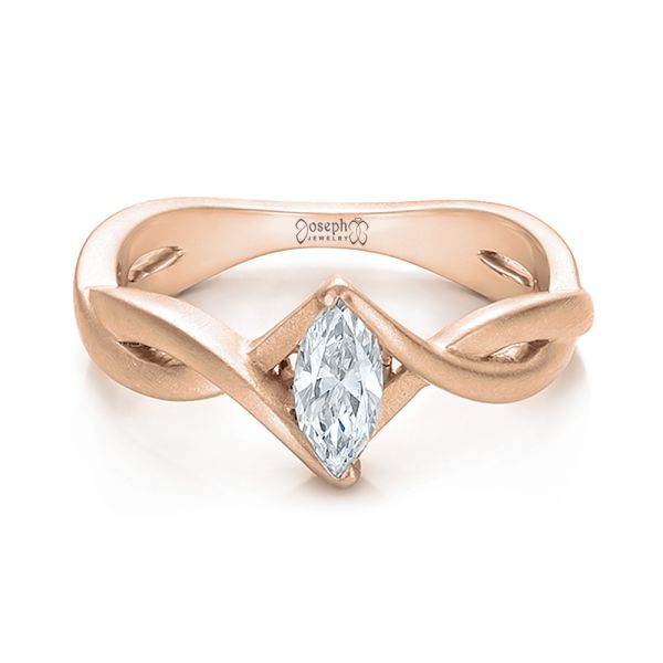14k Rose Gold 14k Rose Gold Custom Solitaire Marquise Diamond Engagement Ring - Flat View - 100642