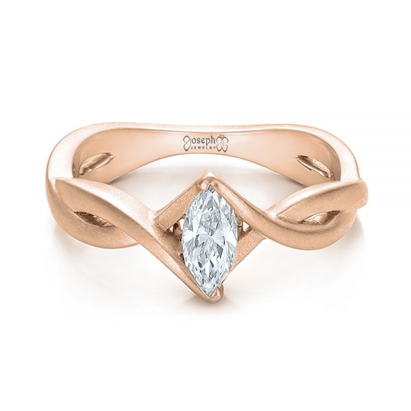 18k Rose Gold 18k Rose Gold Custom Solitaire Marquise Diamond Engagement Ring - Flat View -  100642