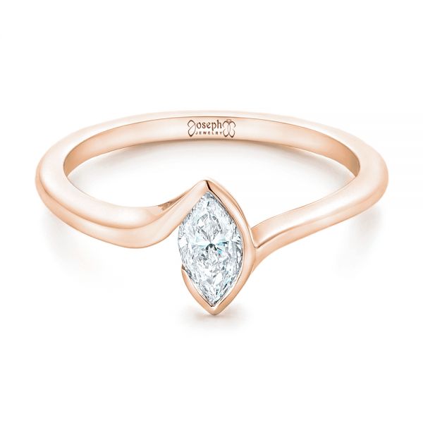 14k Rose Gold 14k Rose Gold Custom Solitaire Marquise Diamond Engagement Ring - Flat View -  102906