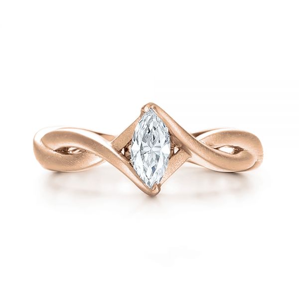 18k Rose Gold 18k Rose Gold Custom Solitaire Marquise Diamond Engagement Ring - Top View -  100642