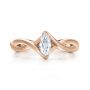 18k Rose Gold 18k Rose Gold Custom Solitaire Marquise Diamond Engagement Ring - Top View -  100642 - Thumbnail