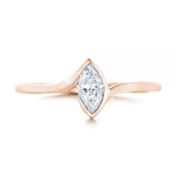 18k Rose Gold 18k Rose Gold Custom Solitaire Marquise Diamond Engagement Ring - Top View -  102906