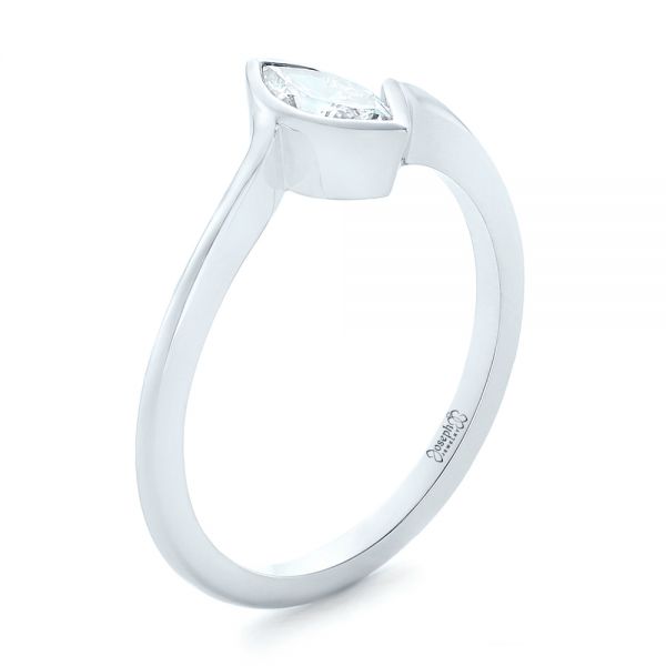 14k White Gold Custom Solitaire Marquise Diamond Engagement Ring - Three-Quarter View -  102906