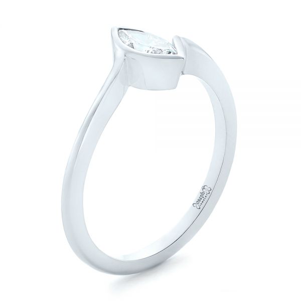  Platinum Platinum Custom Solitaire Marquise Diamond Engagement Ring - Three-Quarter View -  102906