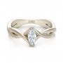 18k White Gold Custom Solitaire Marquise Diamond Engagement Ring - Flat View -  100642 - Thumbnail
